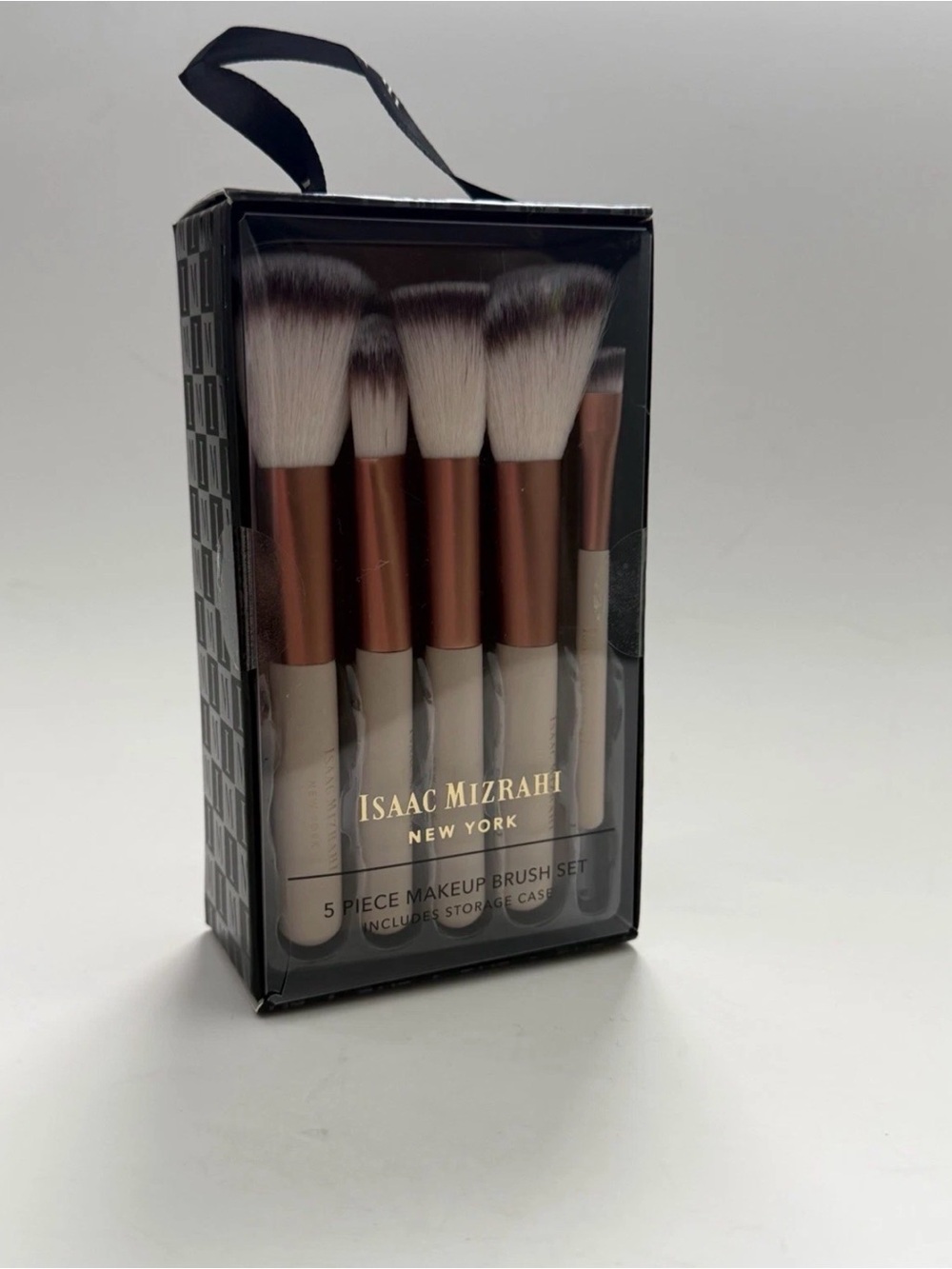 Isaac Mizrahi Rose Gold and White 5-Piece Makeup Brush Set
